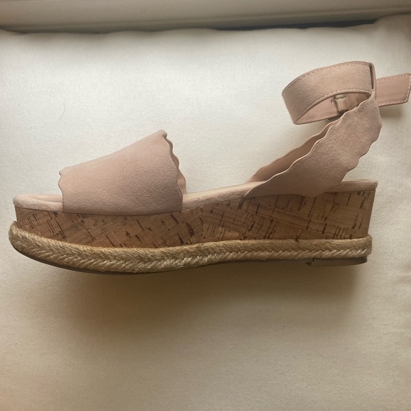 Marc Fisher Faitful Pink Suede Ankle Strap Espadrille Platform Sandals - Picture 5 of 5